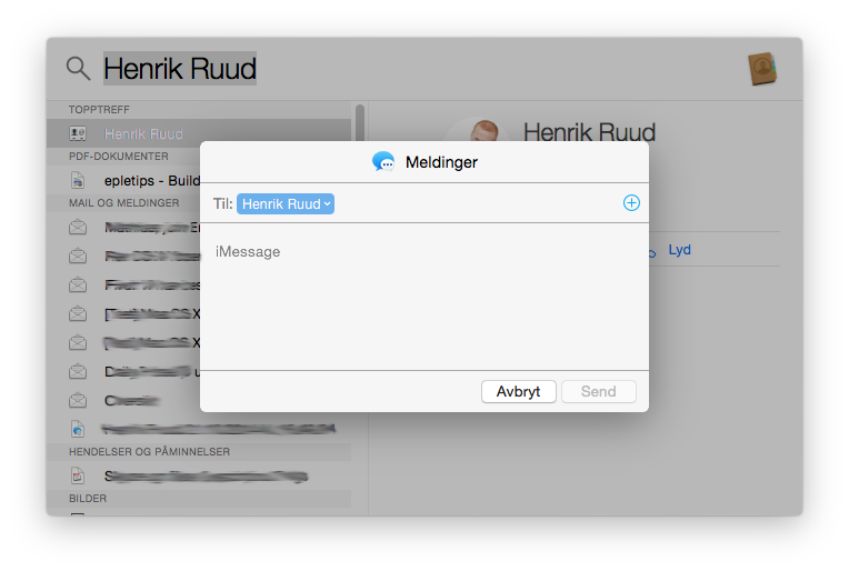 sende melding med mac